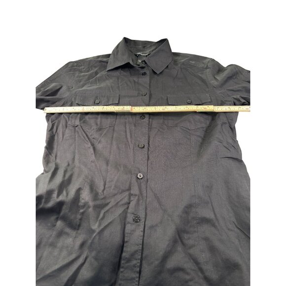 Black Long-Sleeve Button-Down Shirt Size L By Moda International - Picture 6 of 8